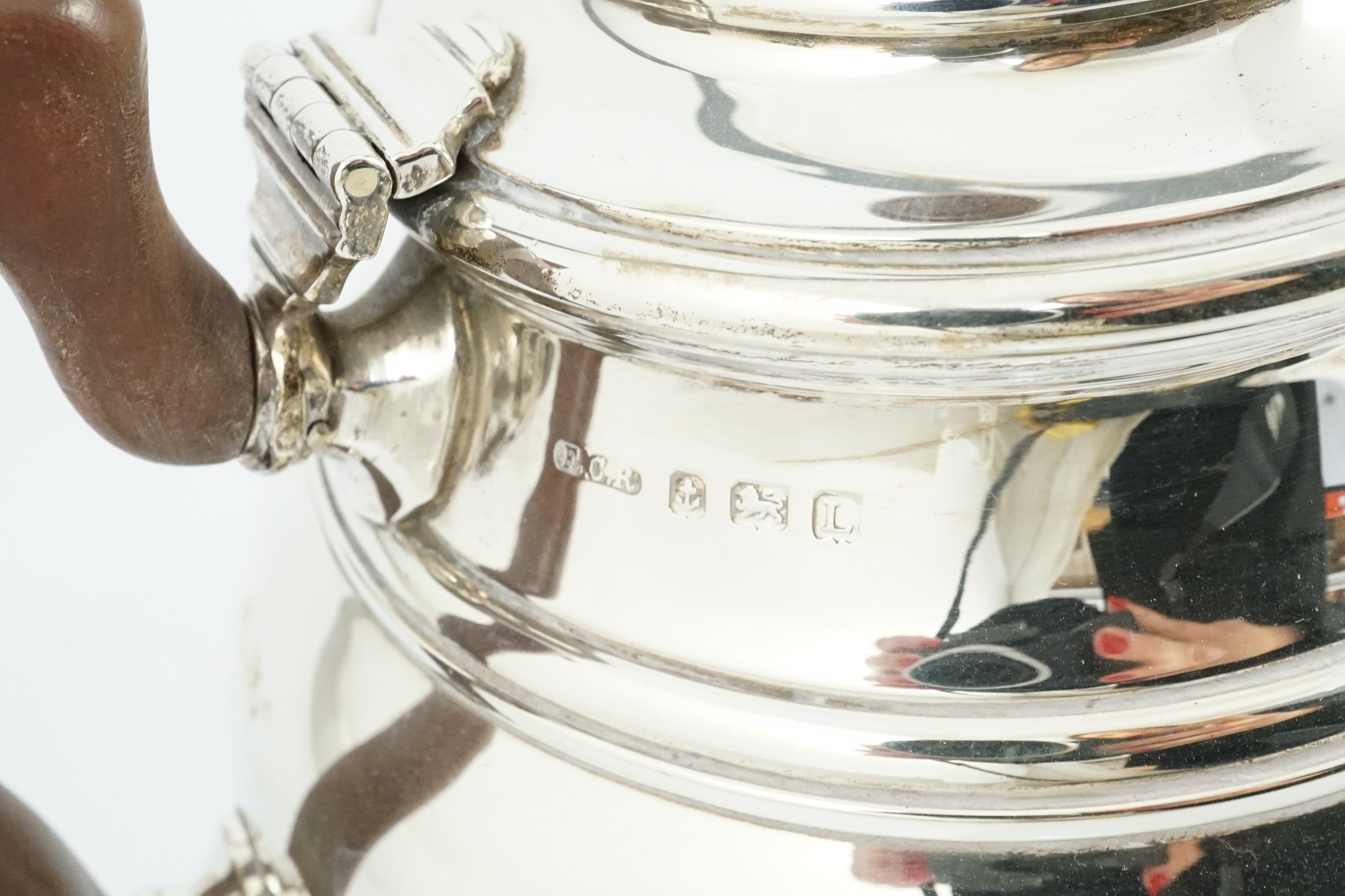 A 1930's four piece silver tea set, by F.C. Richards